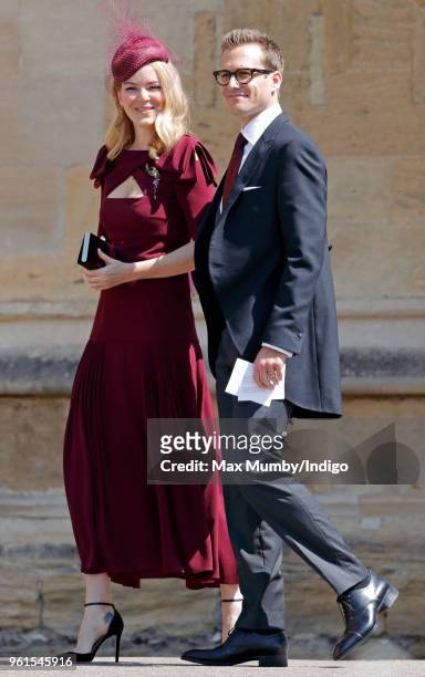 Jacinda Barrett and Gabriel Macht attend the wedding of Prince Harry to Ms Meghan Markle at St George's Chapel, Windsor Castle on May 19, 2018 in...