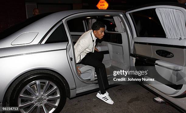 Justin Dior Combs arriving to his 16th birthday party at M2 Ultra Lounge on January 23, 2010 in New York City.