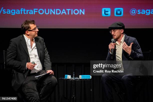 Moderator Joshua Rothkopf with Darren Aronofsky discuss "The Business" and National Geographic "One Strange Rock" with the SAG-AFTRA Foundation at...