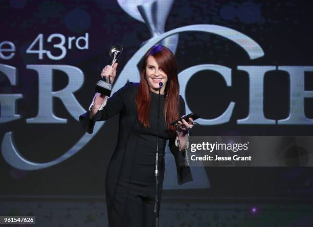 Megan Mullally accepts award onstage at the 43rd Annual Gracie Awards at the Beverly Wilshire Four Seasons Hotel on May 22, 2018 in Beverly Hills,...