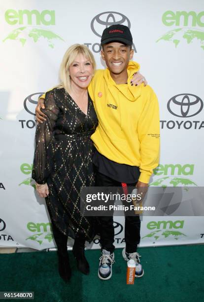 President & CEO Debbie Levin and Jaden Smith attend the 28th Annual Environmental Media Awards at Montage Beverly Hills on May 22, 2018 in Beverly...