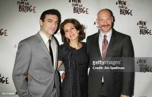 Actors Morgan Spector, Jessica Hecht and Corey Stoll attend the "A View From The Bridge" Broadway opening night at the Cort Theatre on January 24,...