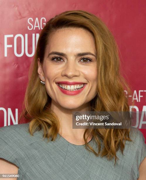 Actress Hayley Atwell attends SAG-AFTRA Foundation Conversations with Hayley Atwell at SAG-AFTRA Foundation Screening Room on May 22, 2018 in Los...