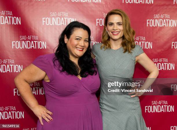 Jenelle Riley of Variety and Actress Hayley Atwell attend SAG-AFTRA Foundation Conversations with Hayley Atwell at SAG-AFTRA Foundation Screening...