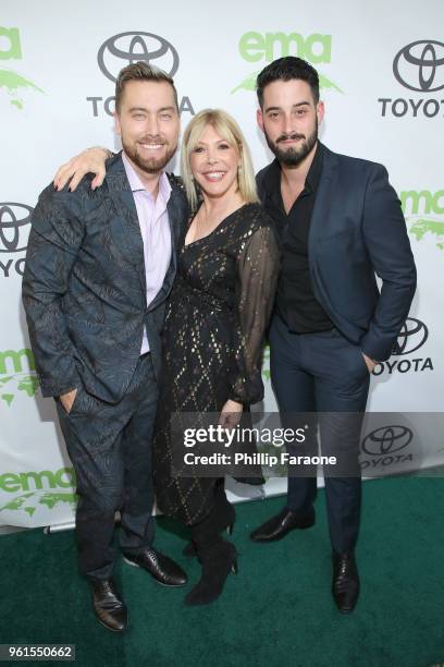 Lance Bass, EMA President & CEO Debbie Levin and Michael Turchin attend the 28th Annual Environmental Media Awards at Montage Beverly Hills on May...