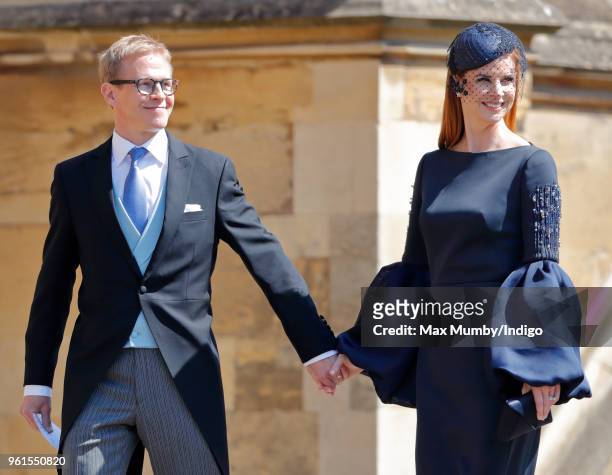 Santtu Seppala and Sarah Rafferty attend the wedding of Prince Harry to Ms Meghan Markle at St George's Chapel, Windsor Castle on May 19, 2018 in...