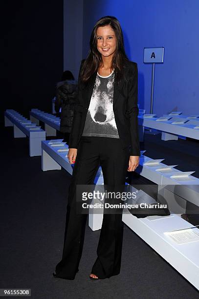 Miss France Malika Menard attends the Christophe Josse Haute-Couture show as part of the Paris Fashion Week Spring/Summer 2010 at Les Beaux-Arts de...
