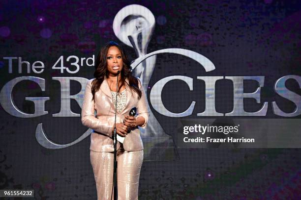Honoree Pam Oliver speaks onstage at the 43rd Annual Gracie Awards at the Beverly Wilshire Four Seasons Hotel on May 22, 2018 in Beverly Hills,...