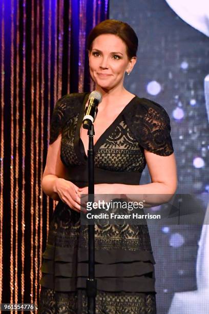 Erica Hill speaks onstage at the 43rd Annual Gracie Awards at the Beverly Wilshire Four Seasons Hotel on May 22, 2018 in Beverly Hills, California.