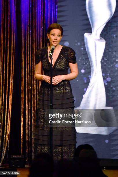 Erica Hill speaks onstage at the 43rd Annual Gracie Awards at the Beverly Wilshire Four Seasons Hotel on May 22, 2018 in Beverly Hills, California.