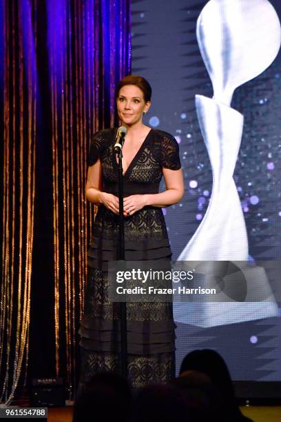 Erica Hill speaks onstage at the 43rd Annual Gracie Awards at the Beverly Wilshire Four Seasons Hotel on May 22, 2018 in Beverly Hills, California.