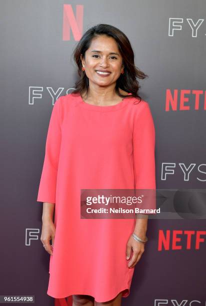 Veena Sud attends the "Seven Seconds" panel at Netflix FYSEE on May 22, 2018 in Los Angeles, California.