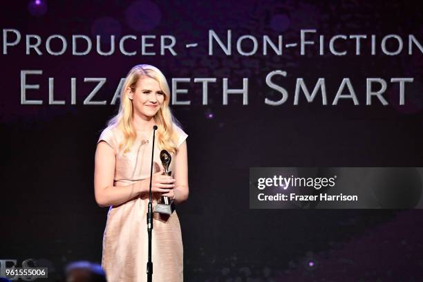 Honoree Elizabeth Smart speaks onstage at the 43rd Annual Gracie Awards at the Beverly Wilshire Four Seasons Hotel on May 22, 2018 in Beverly Hills,...