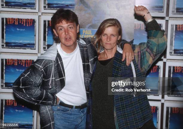 Paul McCartney and Linda McCartney pose at a photo call at the Olympic Stadium on September 3rd 1993 in Berlin, Germany.