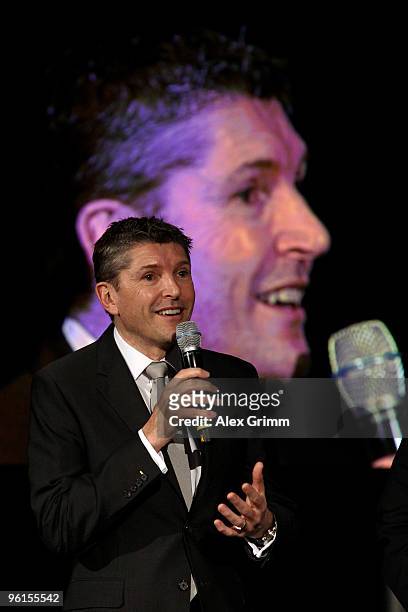 Mercedes GP CEO Nick Fry gestures during the Mercedes GP Petronas Formula One Team presentation at Mercedes Museum on January 25, 2010 in Stuttgart,...