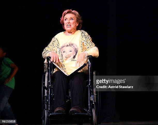 Actress Cloris Leachman performs during the National Dance Institute's "Imagine: A Celebration Of John Lennon" held at LaGuardia High School for the...
