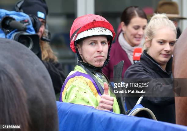 Damian Lane after winning Medical Edge BM64 Handicap aboard Mr Sinatra ,at Sportsbet-Ballarat Racecourse on May 23, 2018 in Ballarat, Australia.
