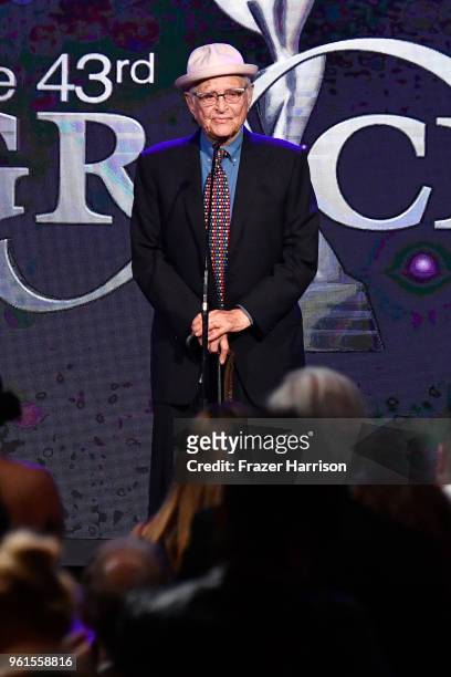Norman Lear speaks onstage at the 43rd Annual Gracie Awards at the Beverly Wilshire Four Seasons Hotel on May 22, 2018 in Beverly Hills, California.
