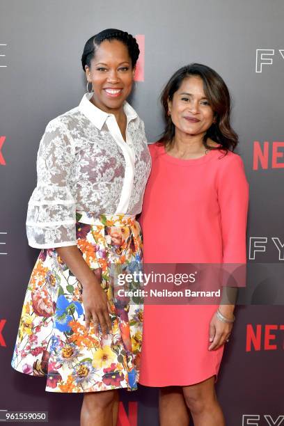 Regina King and Veena Sud attend the "Seven Seconds" panel at Netflix FYSEE on May 22, 2018 in Los Angeles, California.