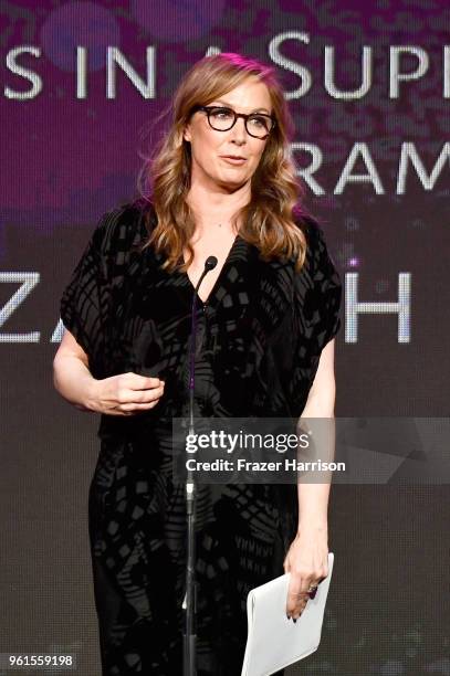 Honoree Elizabeth Marvel speaks onstage at the 43rd Annual Gracie Awards at the Beverly Wilshire Four Seasons Hotel on May 22, 2018 in Beverly Hills,...