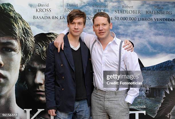 Actor David Kross and director Marco Kreuzpaintner attend a photocall for "Krabat y el Molino del Diablo" at the Academia de Cine on January 25, 2010...