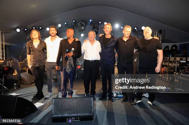 The band thank the audience during An Evening With Mike Rutherford, The Mechanics and Friends at the BMW PGA Championship at Wentworth on May 22,...