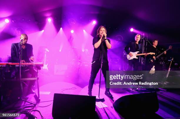 The band performs during An Evening With Mike Rutherford, The Mechanics and Friends at the BMW PGA Championship at Wentworth on May 22, 2018 in...