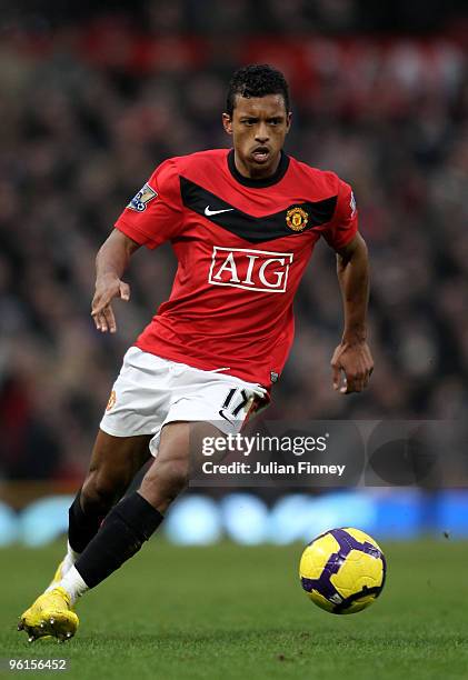 Nani of Manchester United in action during the Barclays Premier League match between Manchester United and Hull City at Old Trafford on January 23,...