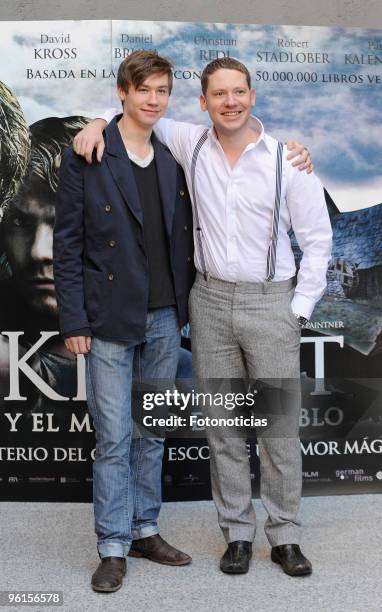 Actor David Kross and director Marco Kreuzpaintner attend a photocall for "Krabat y el Molino del Diablo" at the Academia de Cine on January 25, 2010...