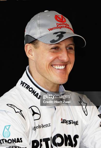 Michael Schumacher of Germany and Mercedes GP Petronas is pictured during the Mercedes GP Petronas Formula One Team presentation at the Mercedes...