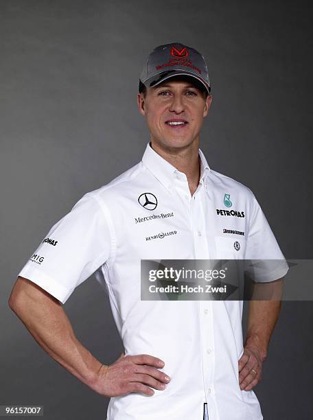 Michael Schumacher of Germany and Mercedes GP Petronas is pictured during the Mercedes GP Petronas Formula One Team presentation at the Mercedes...