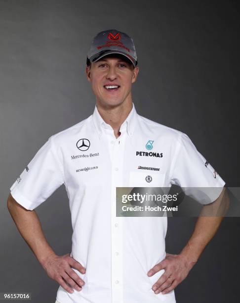 Michael Schumacher of Germany and Mercedes GP Petronas is pictured during the Mercedes GP Petronas Formula One Team presentation at the Mercedes...