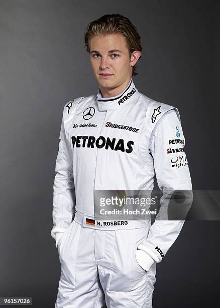 Nico Rosberg of Germany and Mercedes GP Petronas is pictured during the Mercedes GP Petronas Formula One Team presentation at the Mercedes Museum on...