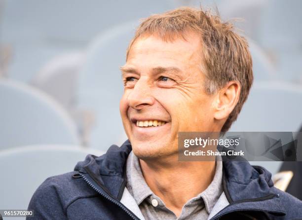 Jurgen Klinsmann during Los Angeles FC's friendly match against Borussia Dortmund at the Banc of California Stadium on May 22, 2018 in Los Angeles,...