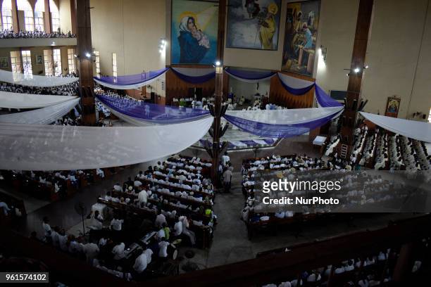 Catholic faithful attend a requiem Mass for the victims of Benue State herdsmen attack at St. Leo Catholic Church, Ikeja, Lagos, Nigeria on Tuesday,...