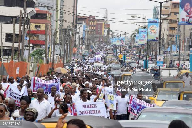 Catholic faithful stage a peaceful protest to condemn the rampant killing in Benue State, North Central of Nigeria, at St. Leo Catholic Church,...