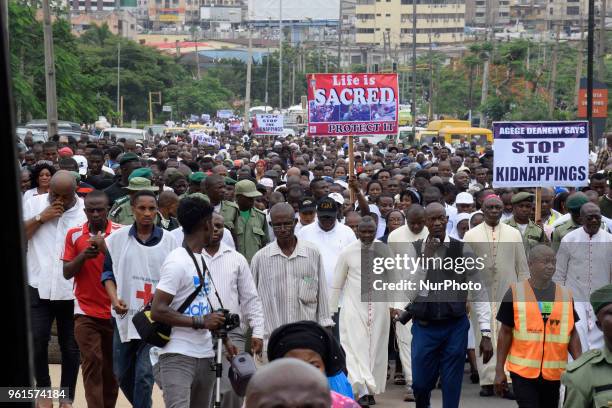 Catholic faithful stage a peaceful protest to condemn the rampant killing in Benue State, North Central of Nigeria, at St. Leo Catholic Church,...