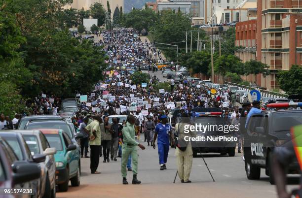 Catholic faithful stage a peaceful protest to condemn the rampant killing in Benue State, North Central of Nigeria in Abuja, Nigeria's capital on May...