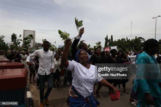 Catholic faithful stage a peaceful protest to condemn the rampant killing in Benue State, North Central of Nigeria in Abuja, Nigeria's capital on May...