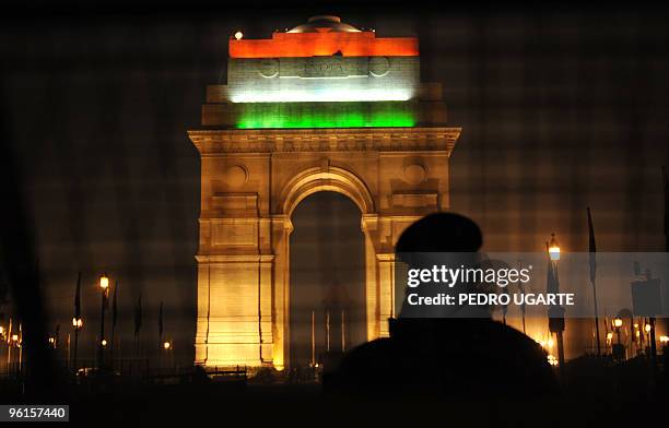 Indian security personel stand guard in, News Photo