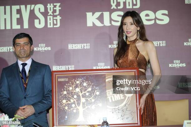 Actress and model Lin Chi-ling attends the promotional event of Hershey's Kisses Chocolates on May 22, 2018 in Shanghai, China.