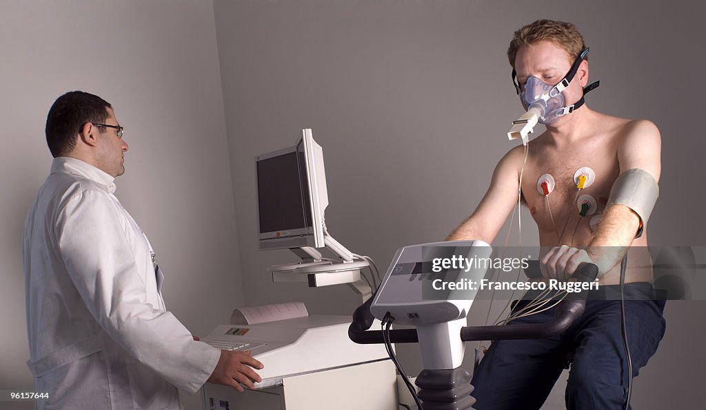 Exam with  ergometer + spirometer by cardiologist
