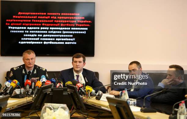 National Police of Ukraine head chief Serhiy Knyazev , President of Football Federation of Ukraine Andriy Pavelko and the First Vice President of...