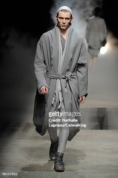 Model walks the runway at the Damir Doma fashion show during Paris Menswear Fashion Week Autumn/Winter 2010 on January 23, 2010 in Paris, France.