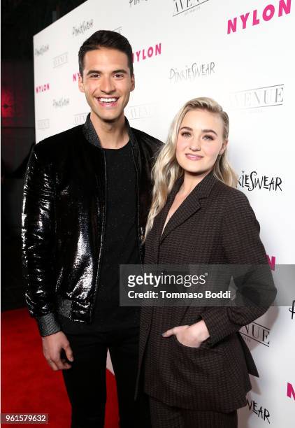 Raymond Braun and AJ Michalka attend NYLON's Annual Young Hollywood Party sponsored by Pinkie Swear at Avenue Los Angeles on May 22, 2018 in...