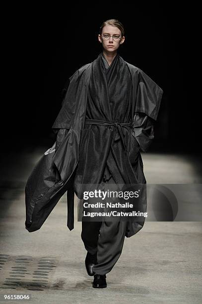 Model walks the runway at the Damir Doma fashion show during Paris Menswear Fashion Week Autumn/Winter 2010 on January 23, 2010 in Paris, France.