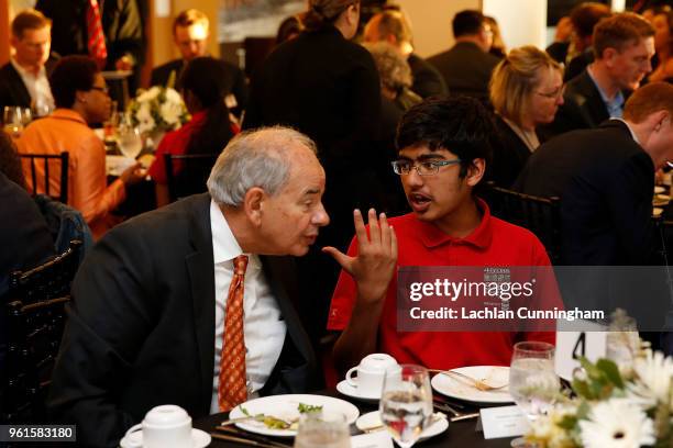 Guests chat to each other during an ESPN leadership dinner at Levi's Stadium on May 22, 2018 in Santa Clara, California.