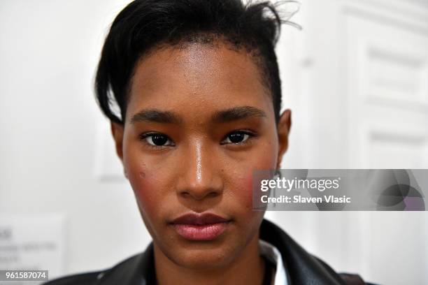 Models prepare backstage at Oscar De La Renta Resort 2019 Runway Show at Academy Mansion on May 22, 2018 in New York City.