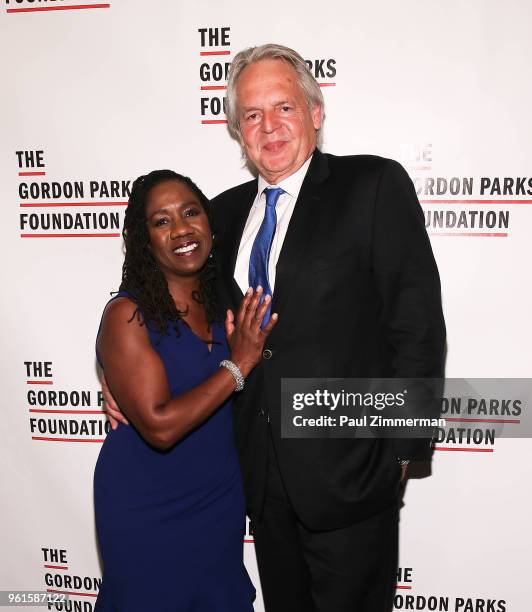 Honoree, Civil rights attorney Sherrilyn Ifill and Ivo Knobloch attend the 2018 Gordon Parks Foundation Gala at Cipriani 42nd Street on May 22, 2018...
