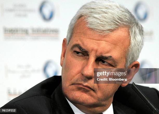 Alessandro Profumo, chief executive officer of Unicredit SpA, listens during the Global Competitveness Forum in Riyadh, Saudi Arabia, on Monday, Jan....